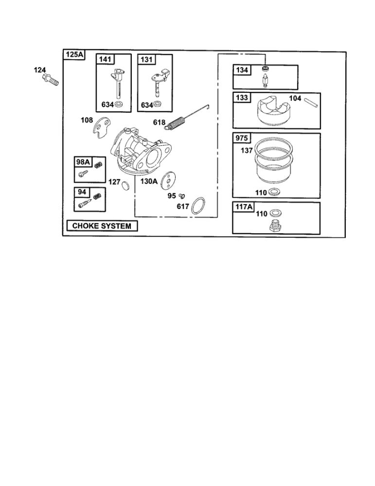 Carburetor 2 Diagram and Parts List for 12E800-12E899 0620-0653-0808 Briggs and Stratton Engine
